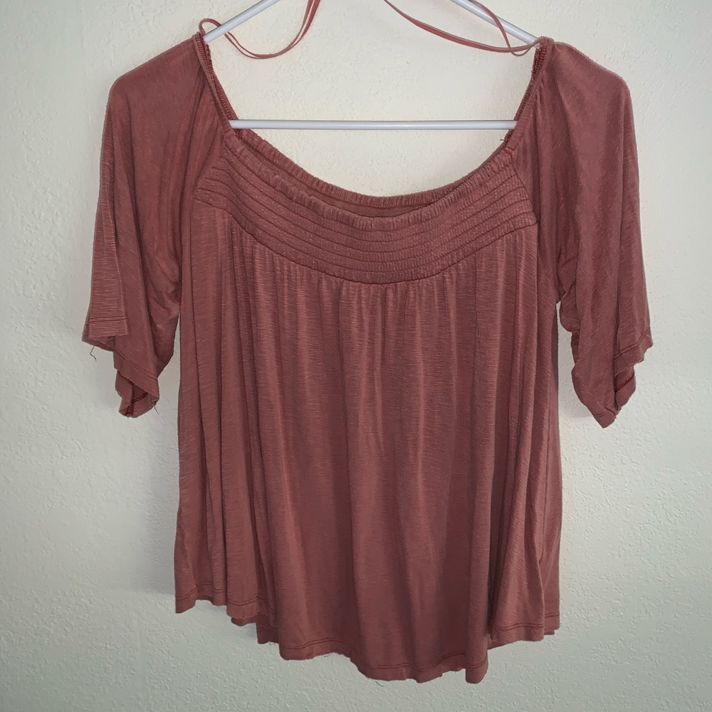 pink off the shoulder loose top